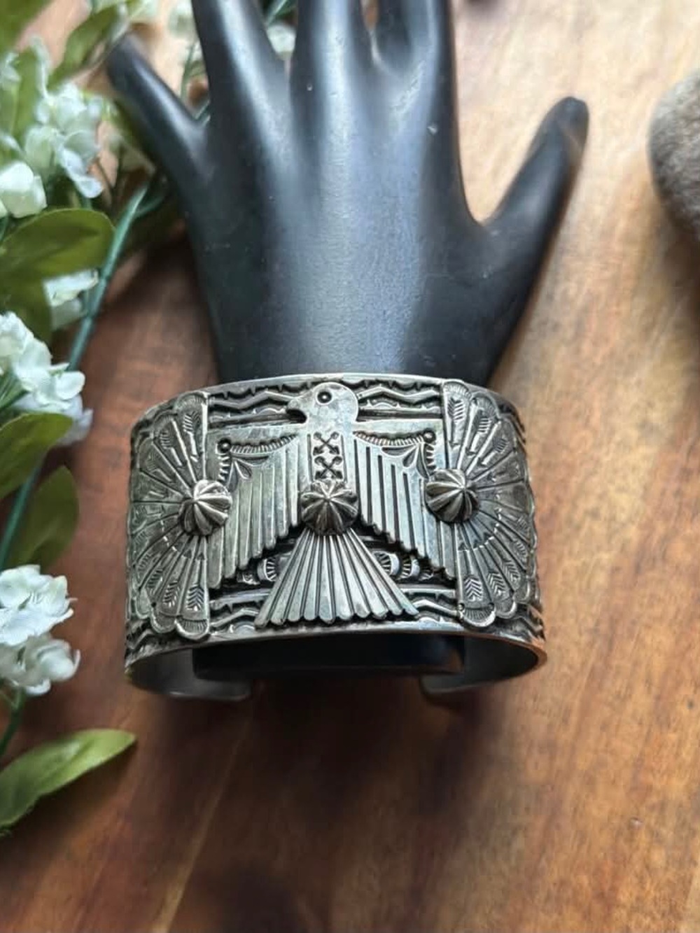 Sunshine Reeves Sterling Silver Thunderbird Cuff Bracelet Navajo Gift - Picture 8 of 12